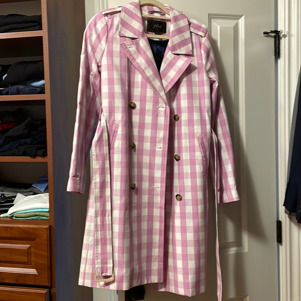 J crew pink and white trench coat never worn